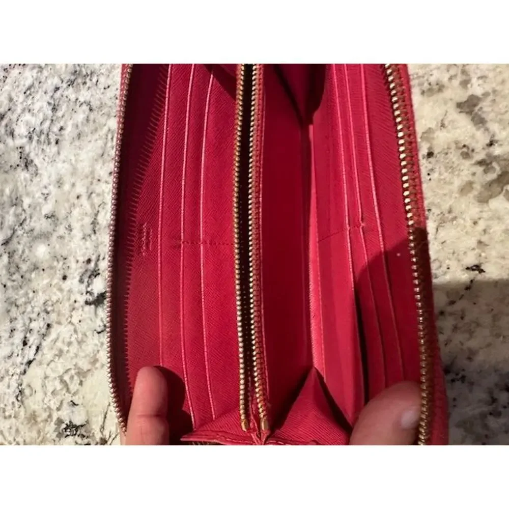 Prada Saffiano Leather Zip Around Wallet Peonia EUC